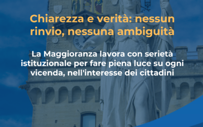 LA MAGGIORANZA: PIENA CHIAREZZA IN TEMPI BREVI SULLE VICENDE APERTE